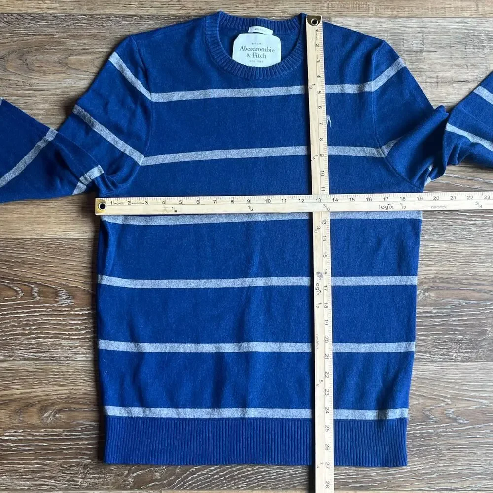 VTG Y2K Abercrombie & Fitch Bradley Muscle Sweater Blue Stripe L Cotton Cashmere